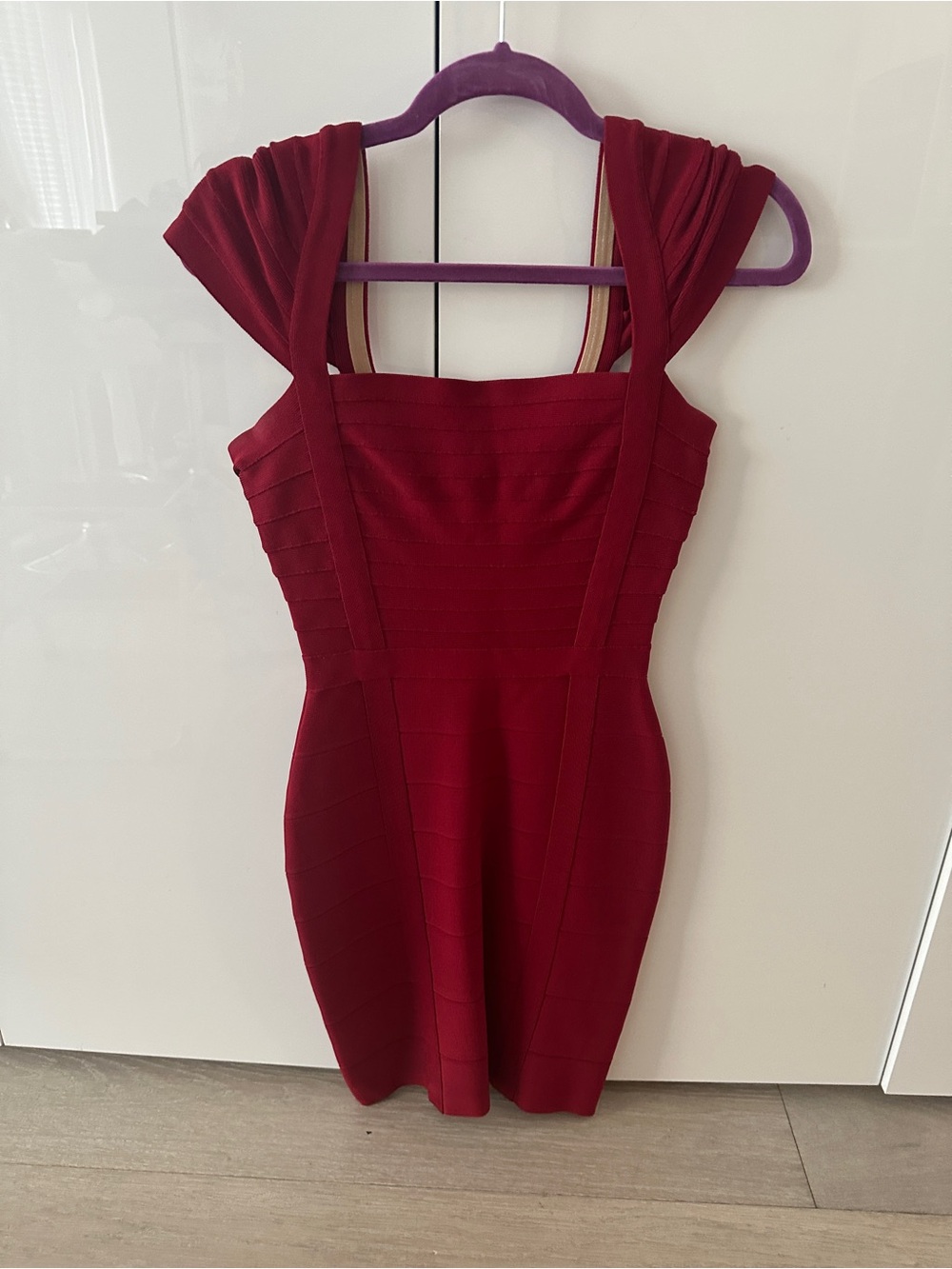 Herve Leger Crimson Red Bandage Mini Dress